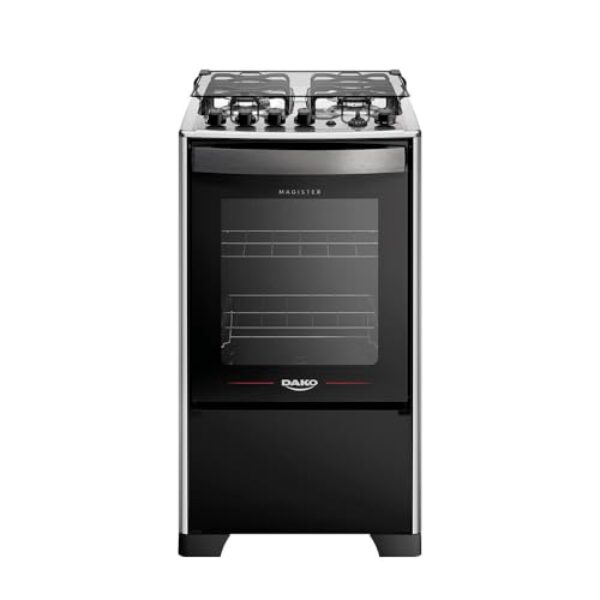 Fogão 4 Bocas Dako Magister Grill Preto com Mesa Inox Bivolt - Preto