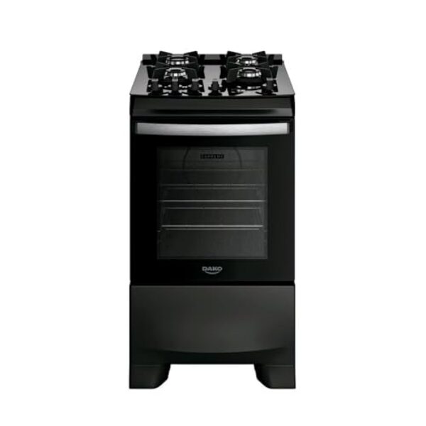 Fogão 4 Bocas Dako Supreme Black Glass Digital com Mesa de Vidro Preto Bivolt