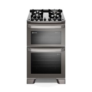 Fogão 4 bocas Electrolux Cinza Experience com Mesa de Vidro, Duplo Forno e PerfectCook360 (FE4DC) 220V