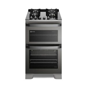 Fogão 4 bocas Electrolux Preto Expert com Duplo Forno, Função Air fryer e Mesa de Vidro (FE4AD) 220V