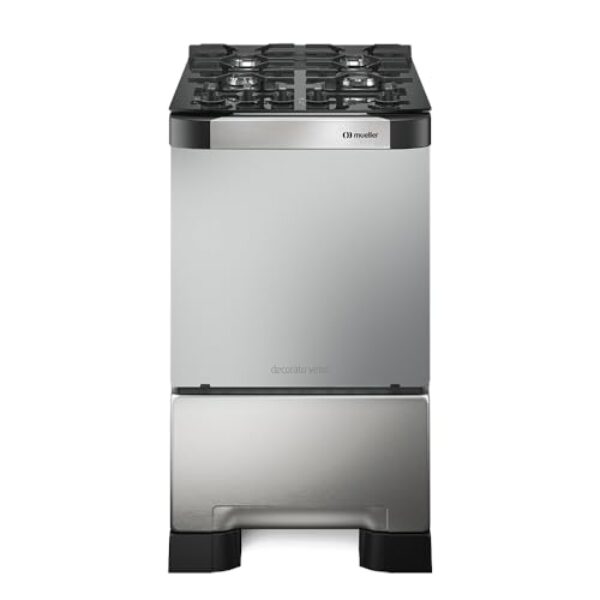 Fogão 4 Bocas Mueller Decorato Vetro Inox Bivolt com Mesa de Vidro