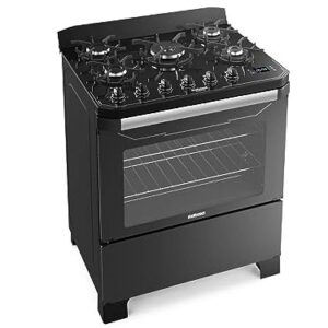 Fogão 5 Bocas a Gás Itatiaia Itamaster com Timer Digital e Queimador Tripla Chama Preto Bivolt