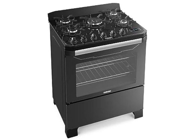 Fogão 5 Bocas a Gás Itatiaia Itamaster com Timer Digital e Queimador Tripla Chama Preto Bivolt