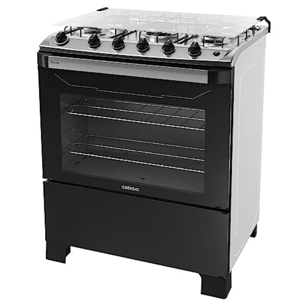 Fogão 5 Bocas a Gás Itatiaia New Dream Tripla Chama e Acendimento Automático Branco/Preto Bivolt