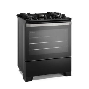 Fogão 5 bocas Electrolux Preto Efficient Mesa de Vidro, PerfectCook e Grades de Ferro (FE5GB)