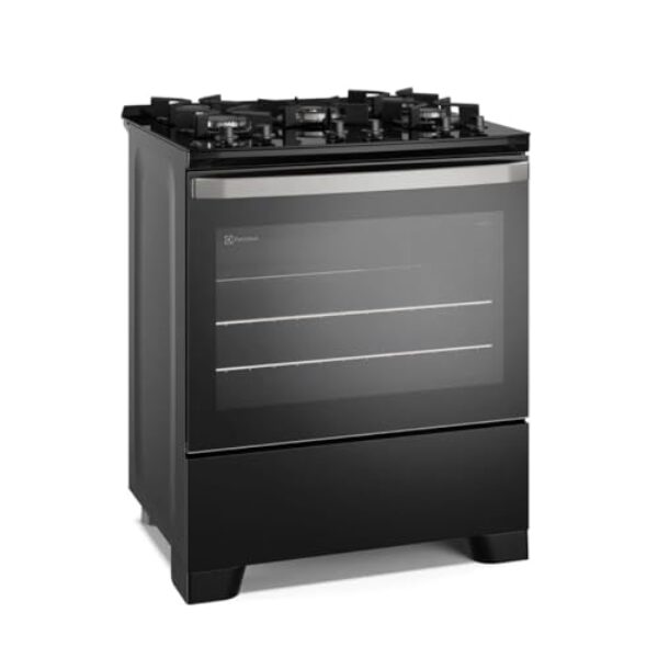 Fogão 5 bocas Electrolux Preto Efficient Mesa de Vidro, PerfectCook e Grades de Ferro (FE5GB)