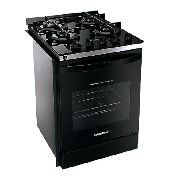 Fogão Brastemp 4 Bocas de embutir Preto com mesa de vidro e dupla chama - BYO4XAE Bivolt