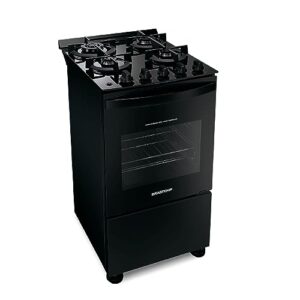 Fogão Brastemp 4 Bocas Preto com mesa de vidro e dupla chama Bfo4xae - Bivolt