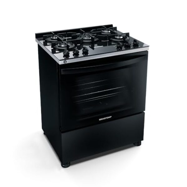 Fogão Brastemp 5 Bocas Preto Com Mesa de Vidro e Turbo Chama - BFS5VCE BIVOLT
