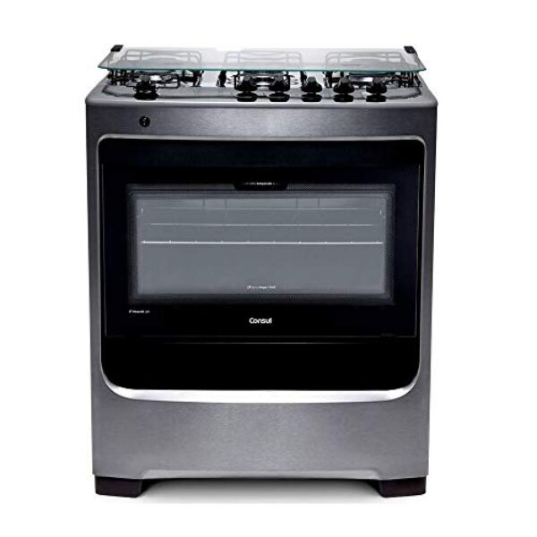 Fogão Consul 5 bocas cor Inox com botões removíveis - CFS5NAR