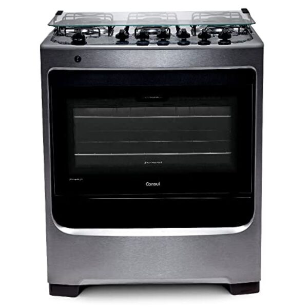 Fogão Consul 6 bocas cor Inox com botões removíveis e vidro interno vedado - CFS6NAR BIVOLT