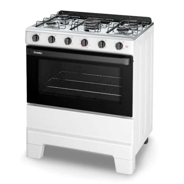 Fogão de Piso 5 Bocas Esmaltec F5ISB Ideal Pop | Mesa em Aço Inox, Acendimento Manual, Branco