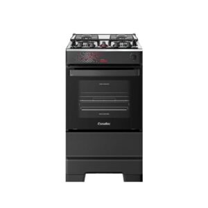 Fogão Esmaltec 4 Bocas Ideal Master Mesa Inox Tampa de Vidro Forno 50 Litros Preto T4ITP Bivolt