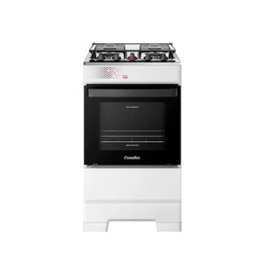 Fogão Esmaltec 4 Bocas Ideal Top Mesa Inox Tampa de Vidro Forno 50 Litros Branco T4IAB Bivolt