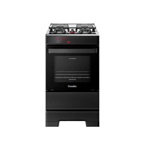 Fogão Esmaltec 4 Bocas Ideal Top Mesa Inox Tampa de Vidro Forno 50 Litros Preto T4IAP Bivolt