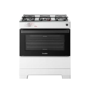 Fogão Esmaltec 5 Bocas Ideal Master Mesa Inox Tampa de Vidro Forno 84 Litros Branco T5ITB Bivolt