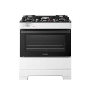 Fogão Esmaltec 5 Bocas Ideal Top Glass Mesa de Vidro Forno 84 Litros Branco T5VAB Bivolt