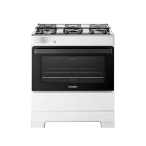 Fogão Esmaltec 5 Bocas Ideal Top Mesa Inox Tampa de Vidro Forno 84 Litros Branco T5IAB Bivolt