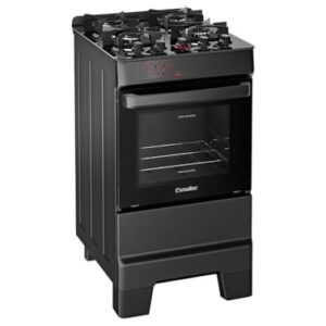 Fogão Esmaltec Ideal Top Glass 4 Bocas Automático Mesa de Vidro Preto Bivolt