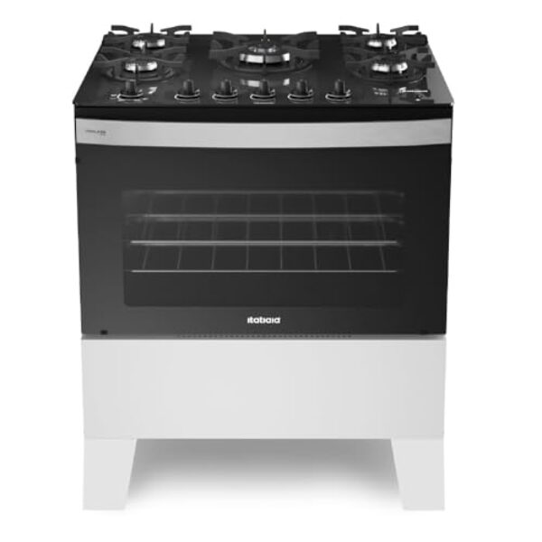 Fogão Itatiaia 5 Bocas Electra Glass Plus Branco Bivolt
