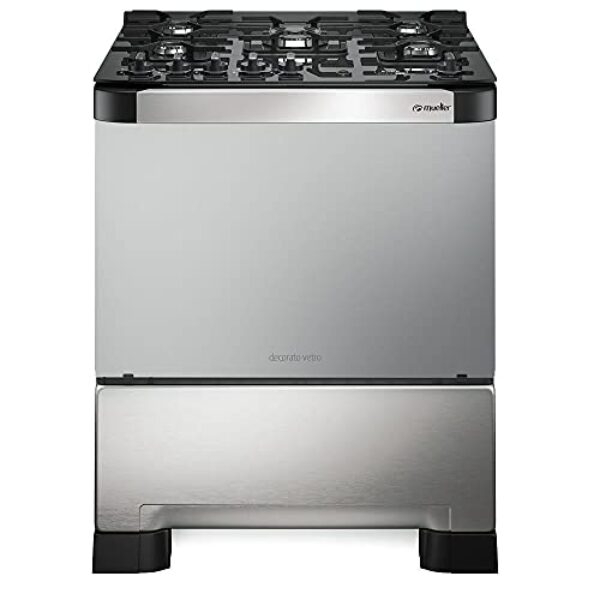 Fogão Mueller 5 bocas Decorato Vetro Inox com timer