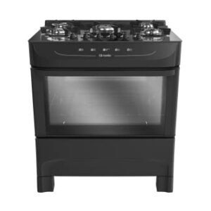 Fogão Mueller preto fosco 5 Bocas com mesa de vidro e acendimento Mfv5bb