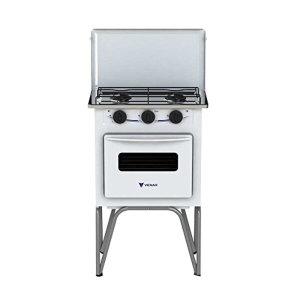 Fogão Portátil 2 Bocas Venax Gemini Tampa de Metal Gas Glp Branco