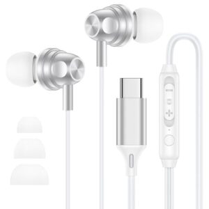 Fones de ouvido com fio para iPhone 17/Air/17 Pro/17 Pro Max/16e/16/16 Plus/16 Pro Max/15 Plus/15 Pro/15 Pro Max/15 Pro Max Fones de ouvido com fio USB C Tipo C Fone de ouvido com microfone, controle