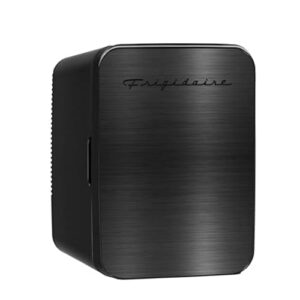 Frigidaire Mini frigorífico pessoal para frigorífico, bancada, suporta até 10 l/15 latas, design resistente de aço inoxidável escovado preto, portátil para cuidados com a pele, maquilhagem, carro