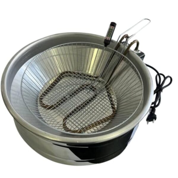 Fritadeira elétrica tacho de 12 litros 43cm boca base em aço inoxidável 110 ou 220V com termostato(110V)