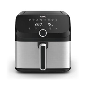 Fritadeira Sem Óleo Arno Air Fryer Mega Digital 7,5L AFD7, 1700W, Inox e Preta, Painel Touch, 8 Funções, Antiaderente, 110V