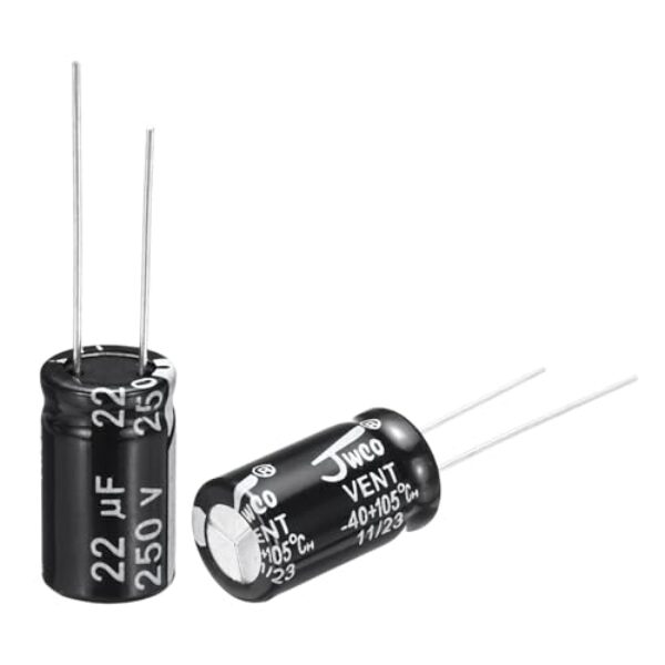 Generic Capacitor eletrolítico de 22 uF, 250 V, 10 x 17 mm, capacitores de alumínio para TV, monitor LCD, VCD, 5 peças