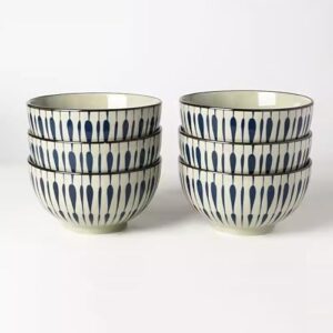 hezhuhe2258 Tigela de cereal, 6 peças, tigelas de arroz de cerâmica estilo chinês, tigelas de arroz domésticas, conjunto de utensílios de mesa de 12,7 cm, tigelas de sopa para cozinha (15 cm)