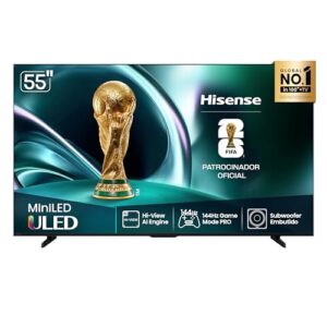 Hisense Smart TV 4K 55" Polegadas 55U7QG Mini Led 144Hz com Dolby Vision IQ, HDR10+ Adaptative, Dolby Vision IQ, Dolby Gaming, HLG, Filmmaker Mode, Dolby Atmos, Compatibilidade Alexa, Google Home