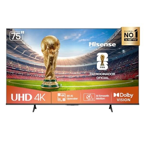 Hisense Smart TV 4K 75" Polegadas 75A6NV com Dolby Vision, HDR10, HLG, DTS Virtual X, Compatibilidade Alexa e Google Home