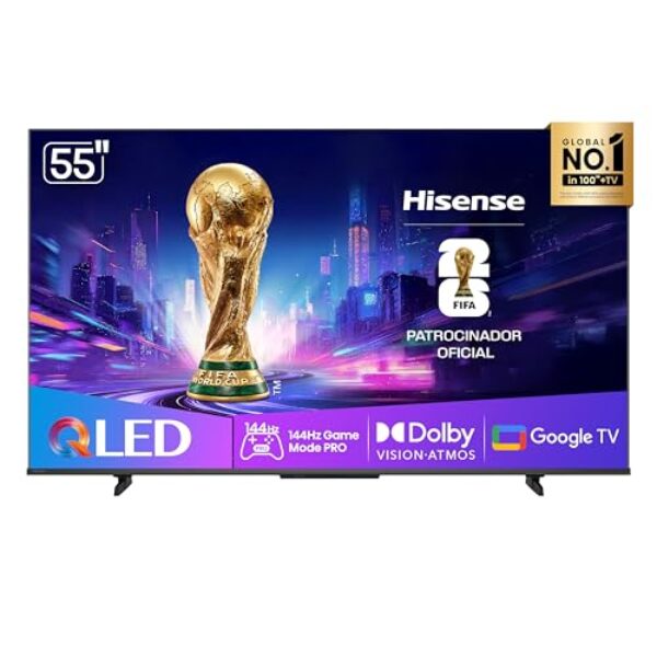 Hisense Smart TV UHD 4K QLED 55" Polegadas 55Q7QG Google TV Modo Jogo Pro 144 Hz, AMD FreeSync Premium, Dolby Vision Atmos e Compatível com Alex