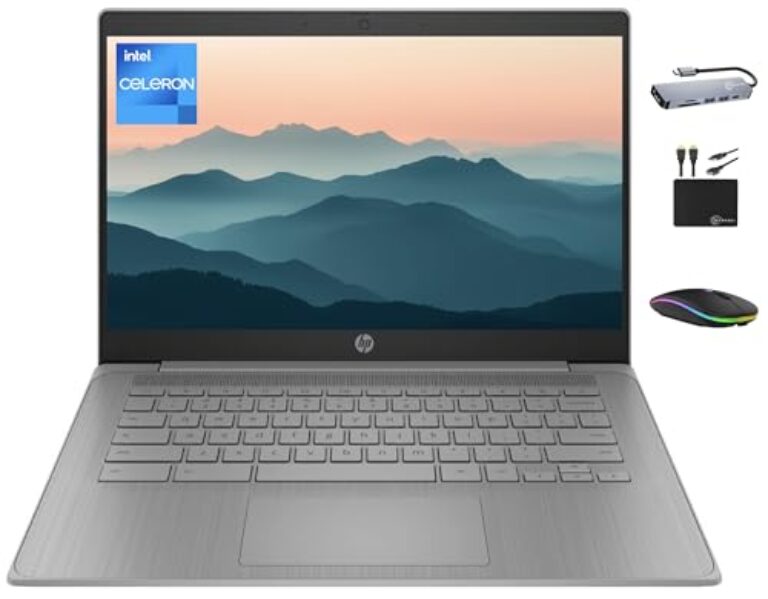 HP Chromebook 2025 Premium 14" Hd Laptop Computador Leve Fino Empresarial, Processador Intel De 4 Núcleos, Gb Ram, 192 Armazenamento (64 Memória Interna + 128 Cartão), Wi-Fi, Webcam, Bateria Longa D