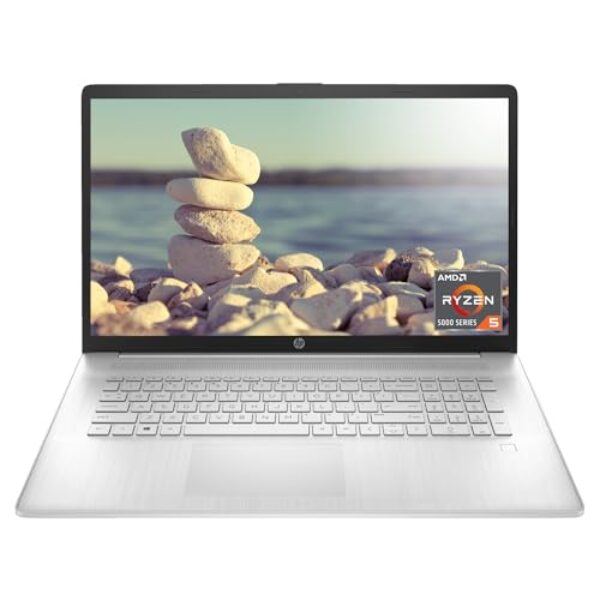 HP Laptop 17, tela FHD de 17,3 polegadas, AMD Ryzen 5 5500U, SSD de 12 GB, SSD de 256 GB, webcam, HDMI, leitor de impressão digital, Wi-Fi, Windows 11 Home, prata