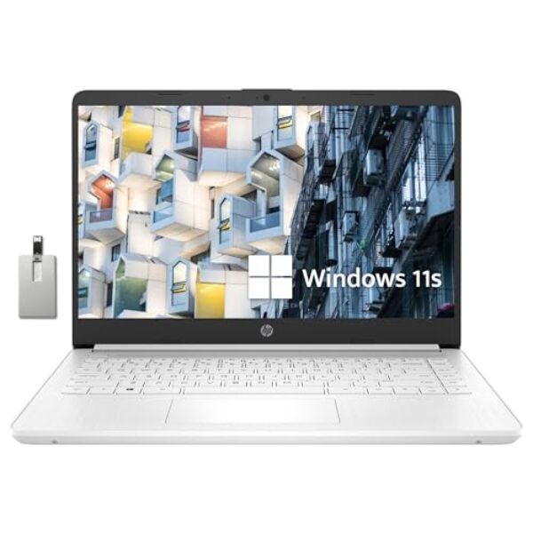 HP Laptop BrightView HD Premium Stream de 14 polegadas, Intel Celeron N4120, 8 GB de RAM, 64 GB eMMC, Intel UHD Graphics, Bluetooth, webcam, 1 ano de escritório 365, WiFi, HDMI, Win 11s, branco,