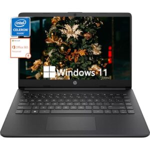 HP Laptop empresarial de 14 polegadas, laptops ultraleves para estudantes e negócios, Intel Celeron N4120 (Quad-Core), 4 GB de RAM, 128 GB de eMMC, Intel UHD Graphics, 1 ano de escritório 365, Windows