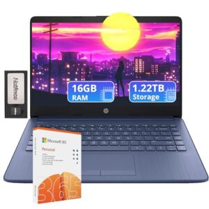HP Laptop HD carro-chefe de 14 polegadas com Office 365 de 1 ano | 16 GB de RAM | 1,22 TB de armazenamento (64 GB EMMC e 160 GB Docking Station e 1 TB de armazenamento na nuvem) | Processador Intel