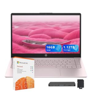 HP Laptop Stream de 14 polegadas para estudantes e negócios, processador Intel N150, 16 GB de RAM, armazenamento de 1,12 TB (conjunto de estação de ancoragem de 128 GB + 1 TB), Wi-Fi 6, 1 ano Office