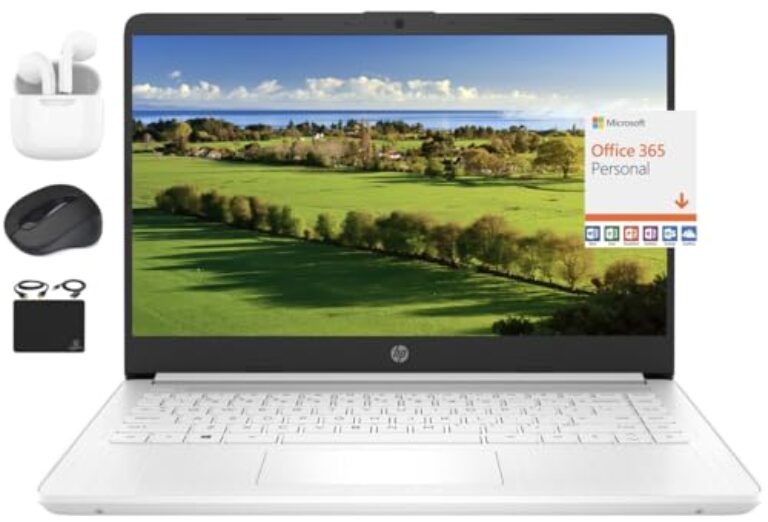 HP Notebook 2024 de 35.6 cm, leve, fino para estudantes de negócios, Intel N4120 quad-core, 8 GB de RAM, 192 GB (cartão eMMC de 64 GB + 128 GB), 1 ano de escritório 365, webcam, WiFi, Windows 11S,