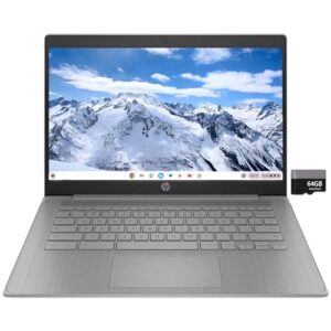 HP Notebook Chromebook 14" HD para estudantes universitários e negócios, Chrome OS, processador Intel Celeron N4120, 4 GB de RAM, 64 GB de armazenamento, Bluetooth, Wi-Fi, cinza moderno, cartão