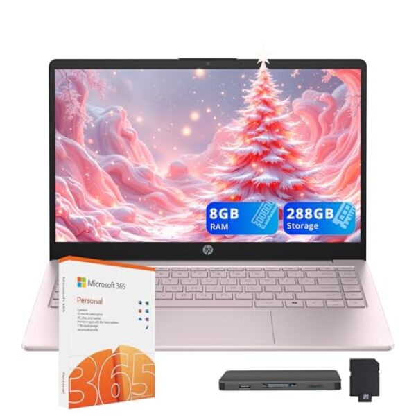 HP Stream Laptop HD de 14 polegadas para estudantes e negócios, processador Intel N150, 8 GB de RAM, Intel Graphics, 288 GB de armazenamento (128 GB UFS+conjunto de estação de ancoragem de 160 GB), 1