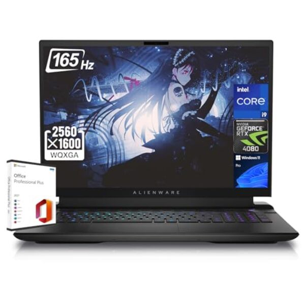 Laptop para jogos Alienware M18 R2, tela de 45.7 cm QHD+ 165Hz, Intel 24-Core i9-14900HX, GeForce RTX 4080, 32GB DDR5, SSD de 1TB, Wi-Fi6, teclado retroiluminado, Windows 11 Pro, com licença vitalícia