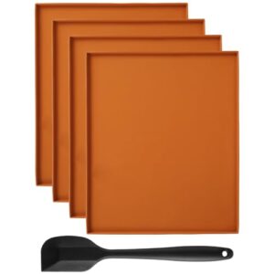 LEEZDTTXAN 4 peças de tapetes de desidratador de silicone com borda folhas de desidratador antiaderentes bandejas desidratadoras multifuncionais com raspador de silicone, lavável na máquina de lavar