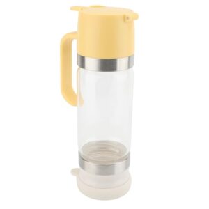 Luocute Dispensador de Xarope de Vidro, Dispensador de Mel, 300ml, Design Sem Gotejamento Com Válvula de Silicone Patenteada para Cozinha, Restaurante, Uso Doméstico (Amarela)