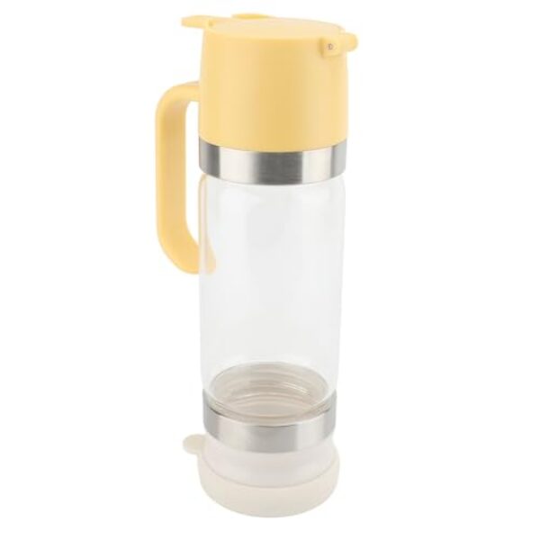Luocute Dispensador de Xarope de Vidro, Dispensador de Mel, 300ml, Design Sem Gotejamento Com Válvula de Silicone Patenteada para Cozinha, Restaurante, Uso Doméstico (Amarela)