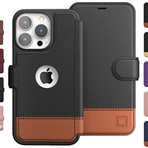 LUPA LEGACY Capa carteira para iPhone 14 Pro Max para mulheres e homens, capa com porta-cartão [fina e protetora] para Apple 14 Pro Max (6,7 polegadas), capa de telefone para celular de couro, cinza e marrom, cedro fumê